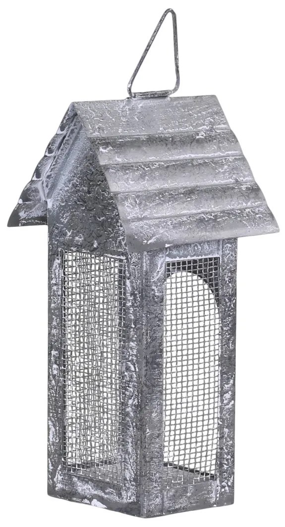 Sivá plechová antik lampáš domček Candle house - 8*6*16 cm