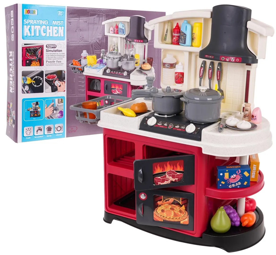 Detská kuchynka so zvukmi 52 ks RAMIZ ZDZ.8775B - červená