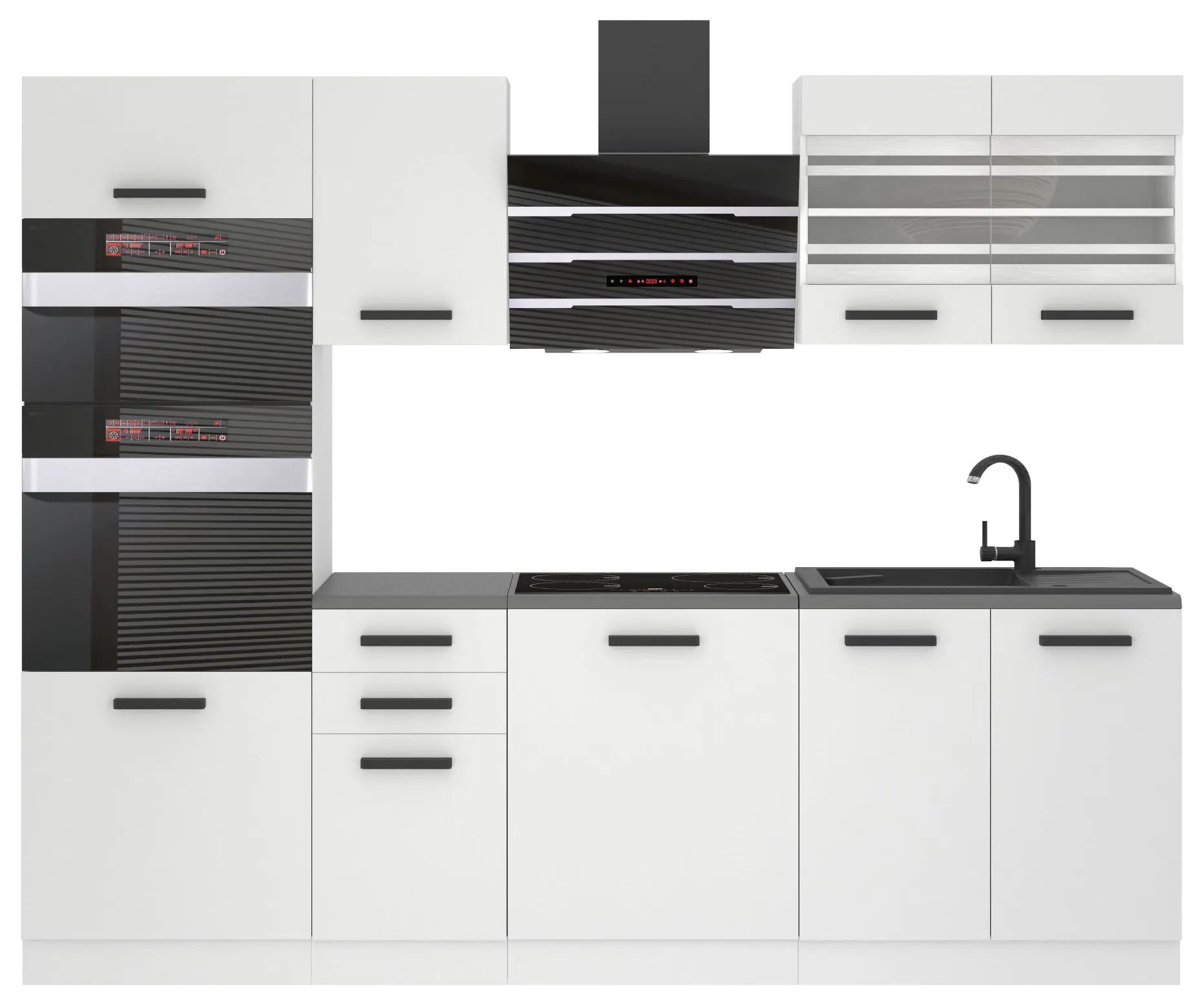 Kuchynská linka Belini Premium Full Version 240 cm biely mat s pracovnou doskou TRACY