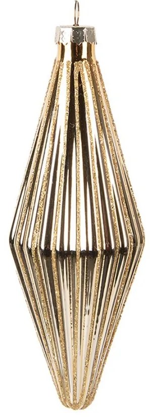 Zlatá sklenená špicatá ozdoba banka s vrúbkami - Ø 5*15 cm