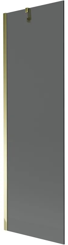 Mexen Next, vaňová zástena 1-krídlová 60 x 150 cm, fixné krídlo, 6 mm šedé sklo, zlatý profil, 895-060-000-00-40-50