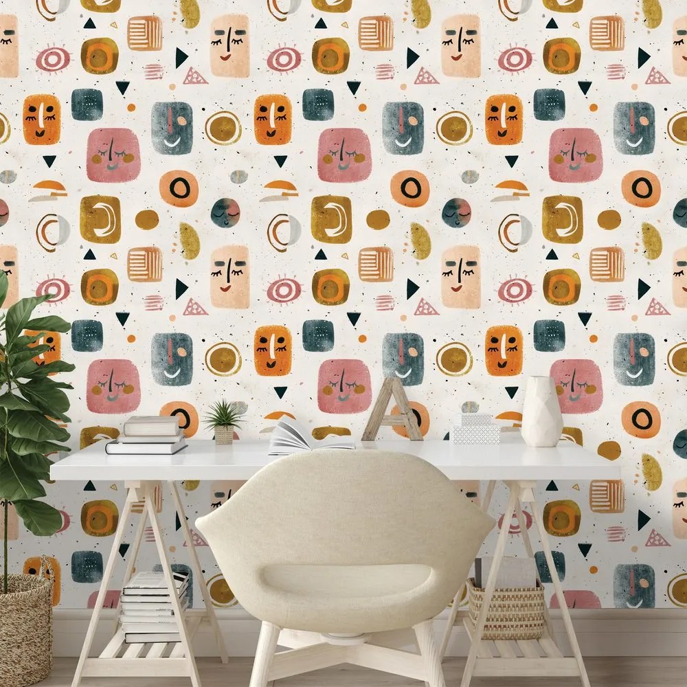 Tapeta abstraktné tváre a geometria