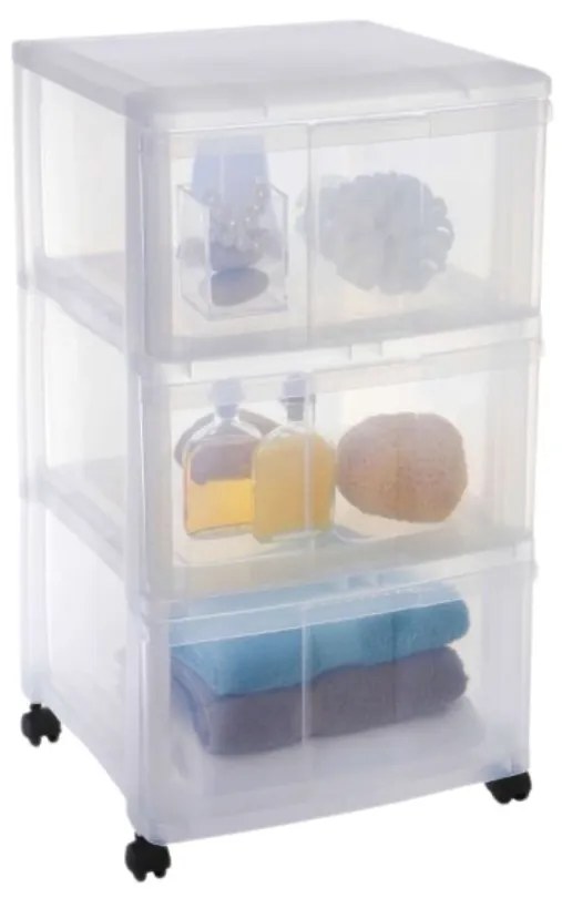 Úložný box s 3 zásuvkami, transparentný, ORGAMIX MAXI Úložný box s 3 zásuvkami, transparentný, ORGAMIX MAXI
