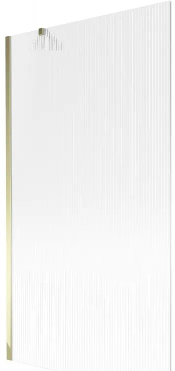 Mexen Next, vaňová zástena 1-krídlová 100 x 150 cm, fixné krídlo, 6 mm sklo s pruhmi, zlatý lesklý profil, 895-100-000-00-09-50