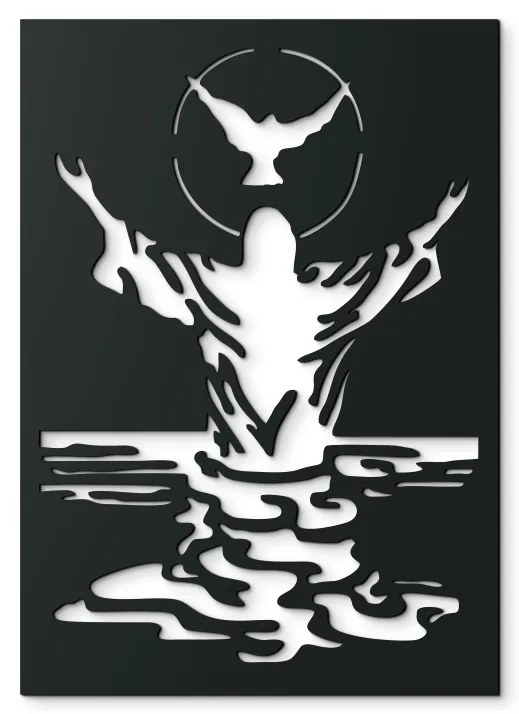 drevko Drevený obraz Ježiš a holubica Rozmer obrazu: 65 x 46 cm, Farba dekorácie: Čierna