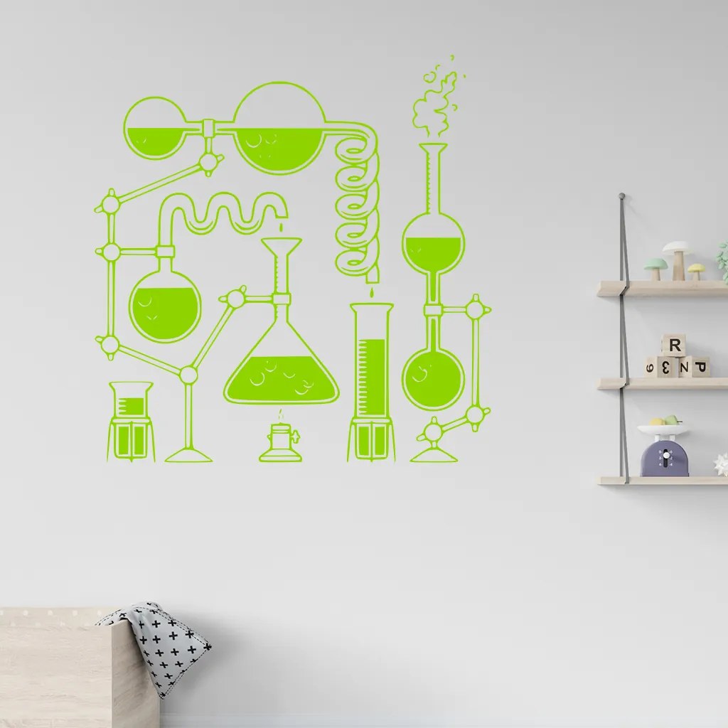 Veselá Stena Samolepka na stenu na stenu Chémia Farba: zelená, Veľkosť: 100 x 102 cm