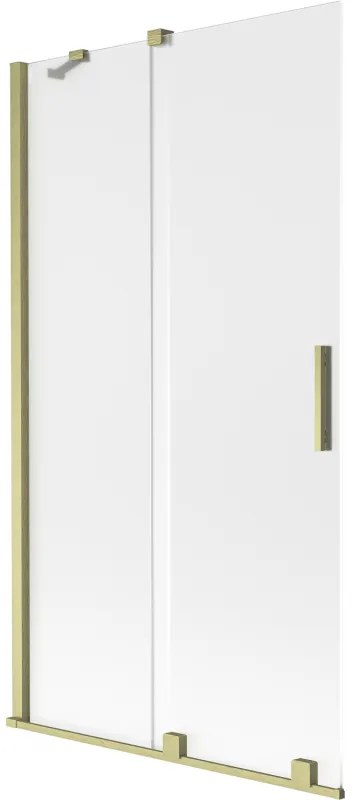 Mexen Velar, 2-krídlová posuvná vaňová zástena 100 x 150 cm, 8mm sklo námraza, zlatá matná, 896-100-000-31-55